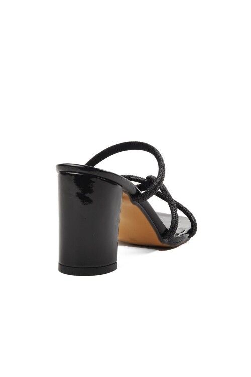 Siyah Rugan  Kadın Topuklu Terlik PC-52218 Z