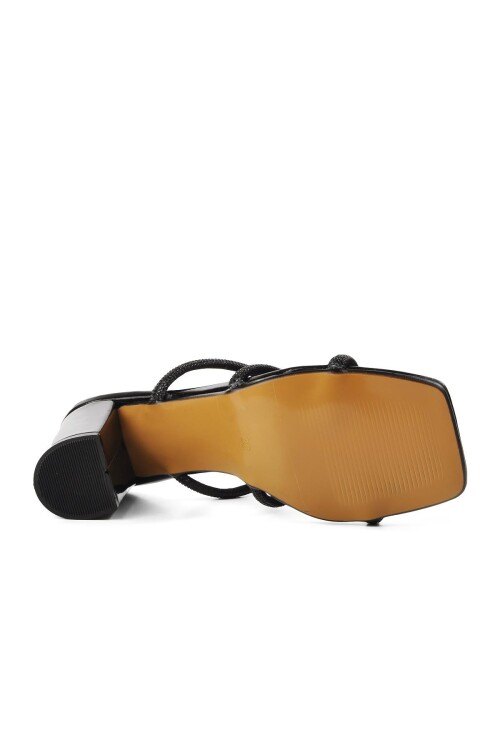 Siyah Rugan  Kadın Topuklu Terlik PC-52218 Z