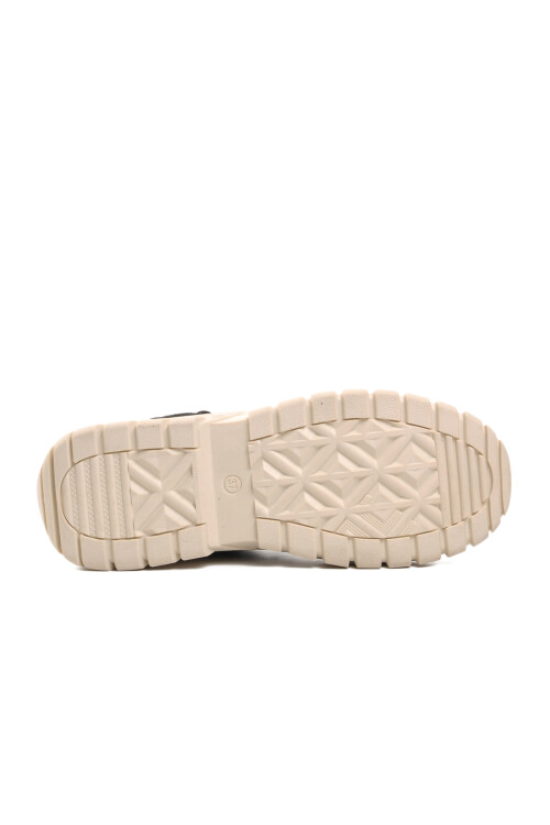 Siyah-Beyaz Süet Suni Deri Kadın Hi Sneaker PO-30029 Z