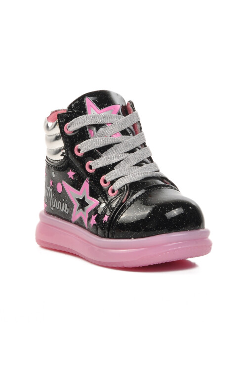 Black Pink Zippered Girls Boots Sirius B