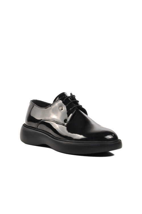 Black Patent Leather Genuine Leather Mens Casual Shoes 70914 M