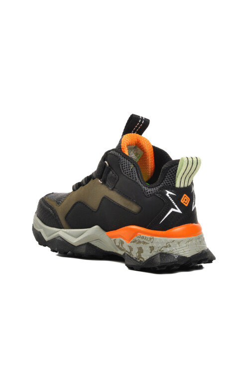 حذاء رياضي للأطفال للجنسين باللون الأسود والبرتقالي مزود بشريط فيلكرو 1846 F