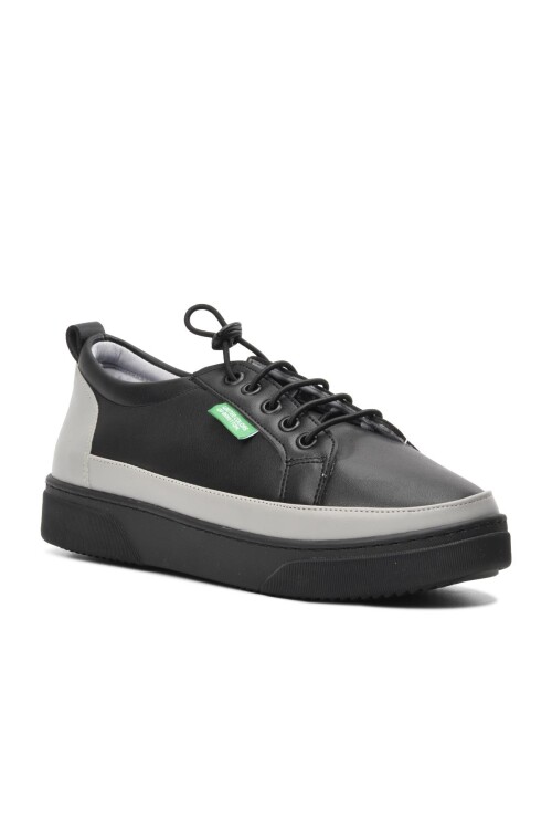 Black Faux Leather Womens Sneakers BN-30366 Z