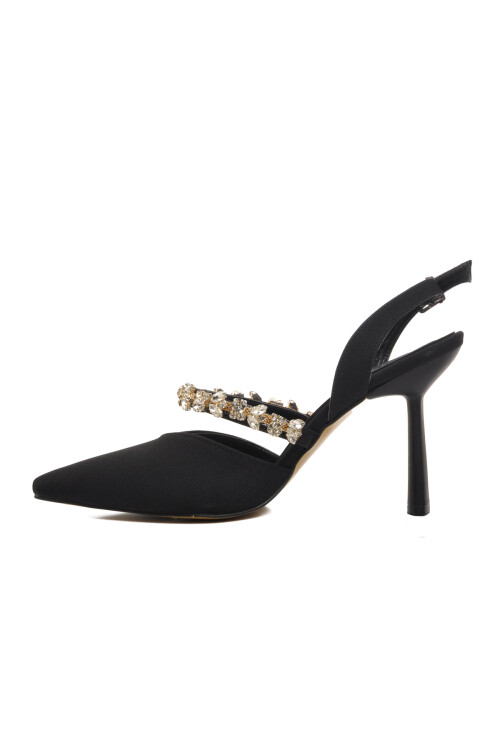 حذاء سهرة نسائي من الساتان الأسود 544012 Z