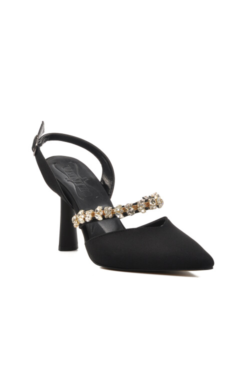 حذاء سهرة نسائي من الساتان الأسود 544012 Z