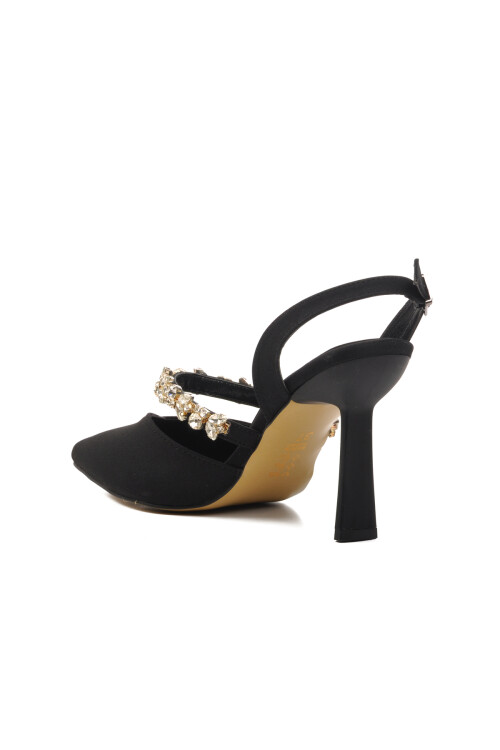 حذاء سهرة نسائي من الساتان الأسود 544012 Z