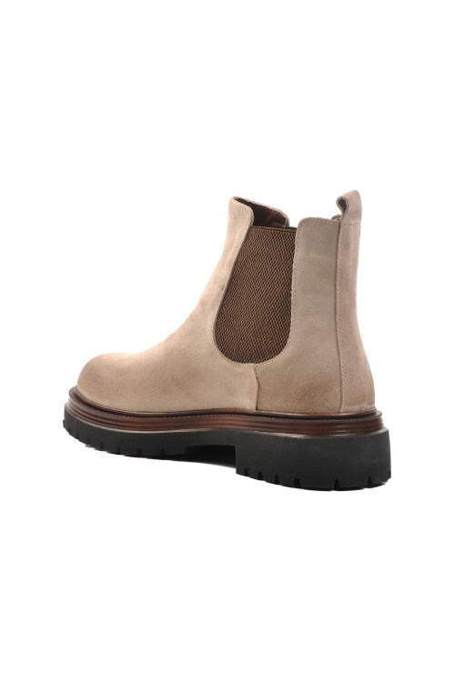 Beige Nubuck Genuine Leather Mens Chelsea Boots Br-44001 M