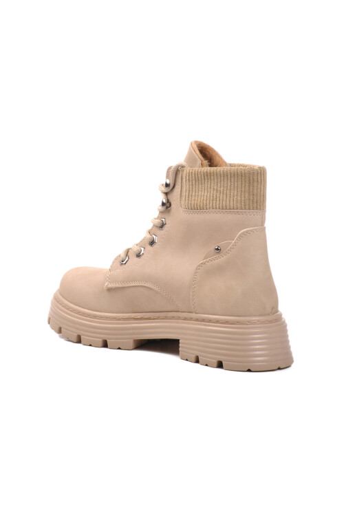 Beige Lace-Up Womens Boots FO223 G