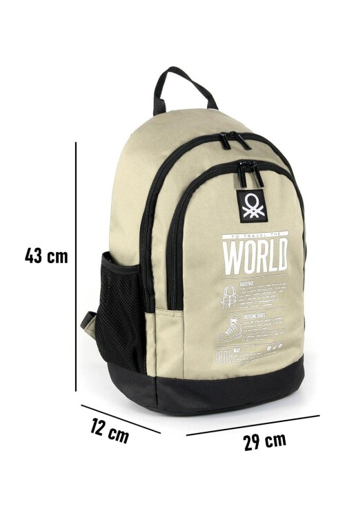Beige-Black Unisex Backpack 03838