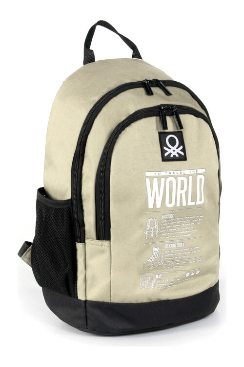 Beige-Black Unisex Backpack 03838