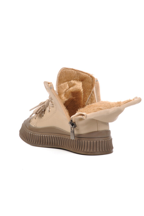 Beige-Mink Fleece Unisex Kids Boots Orion P