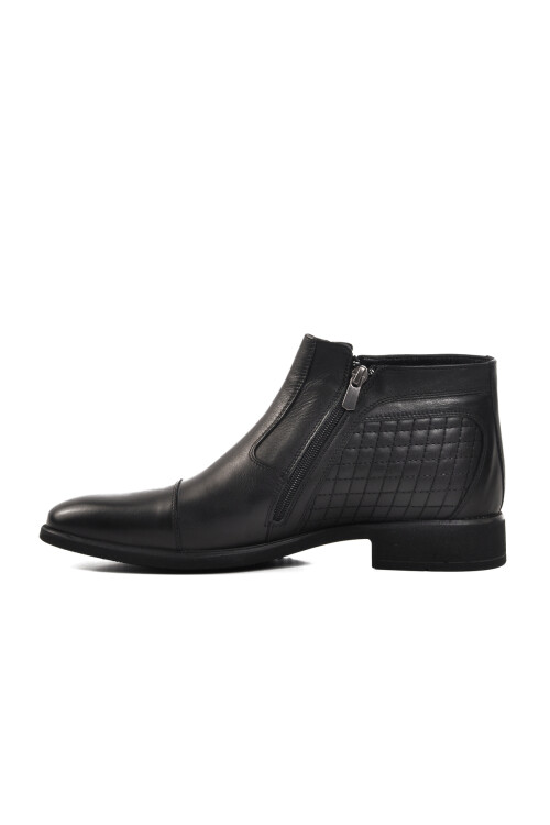 Black Genuine Leather Mens Boots 02356 M
