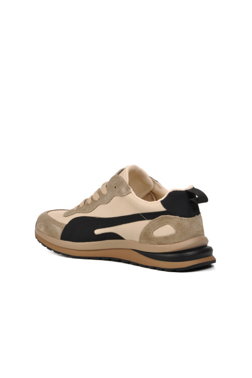حذاء رياضي رجالي من الجلد الطبيعي باللون البيج 24Y565 M