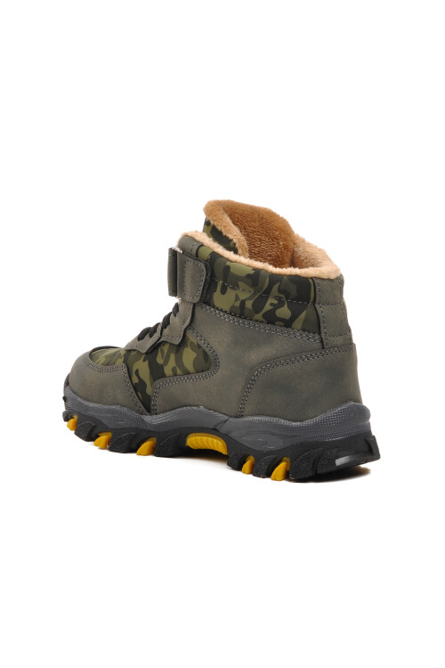 Khaki Velcro Kids Outdoor Boots Leo F