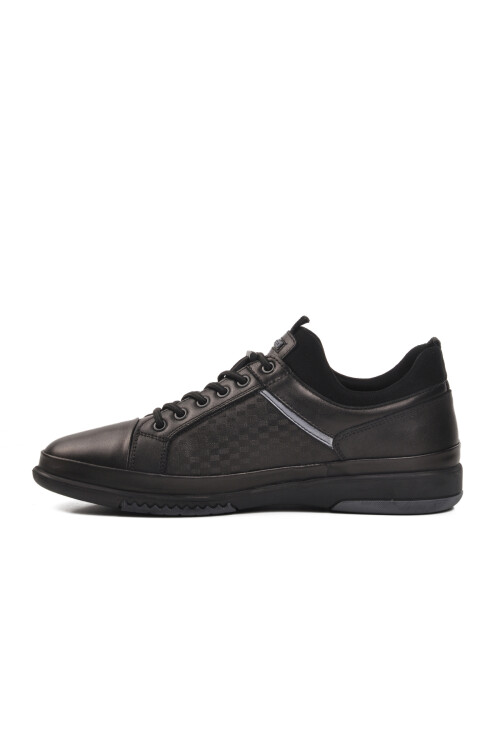 Black Genuine Leather Mens Casual Shoes
