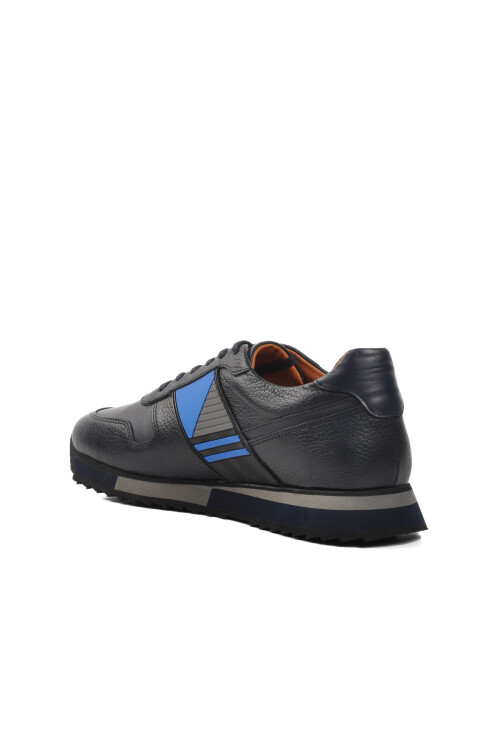 حذاء رجالي كاجوال من الجلد الطبيعي عائم باللون الأزرق الداكن، ممتاز 130 متر