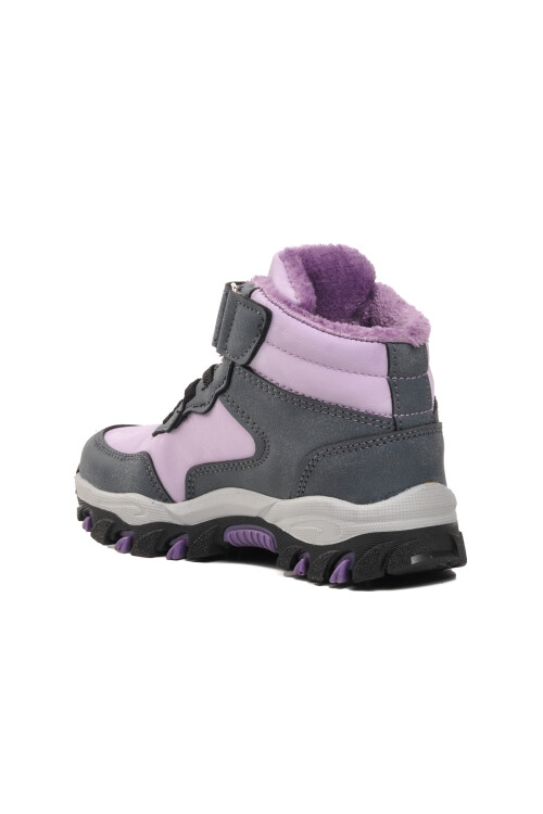 Lilac Velcro Kids Outdoor Boots Leo P