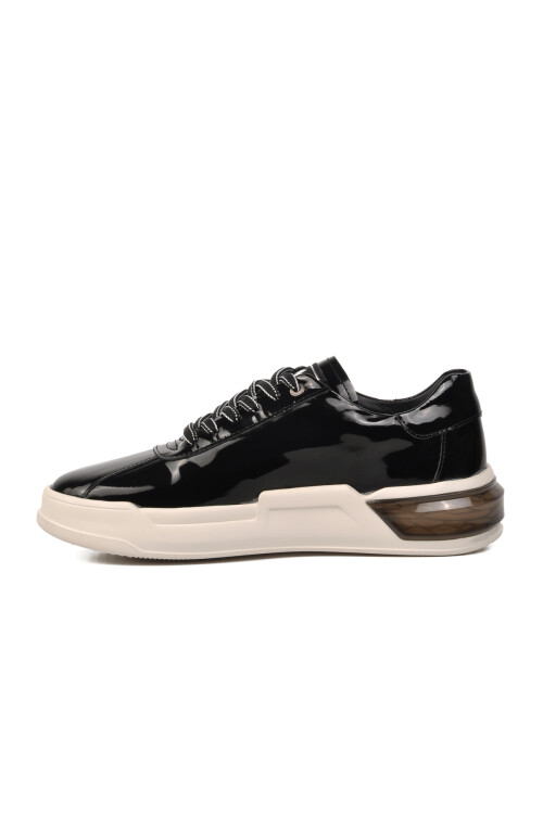 Black Patent Leather-White Genuine Leather Mens Sneaker 152-19197 M