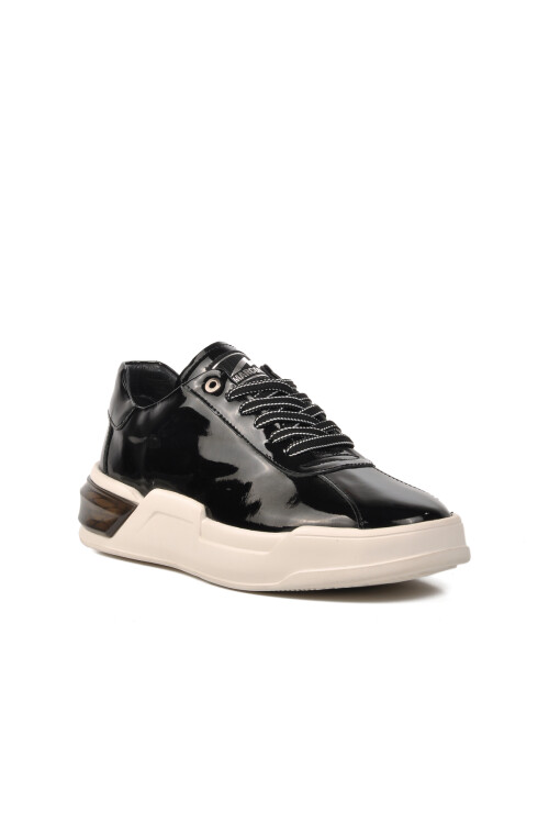 Black Patent Leather-White Genuine Leather Mens Sneaker 152-19197 M