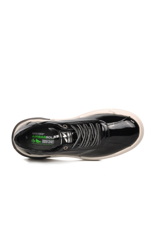 Black Patent Leather-White Genuine Leather Mens Sneaker 152-19197 M