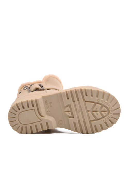 Beige Non-Slip Sole Furry Girls Boots 24064 P