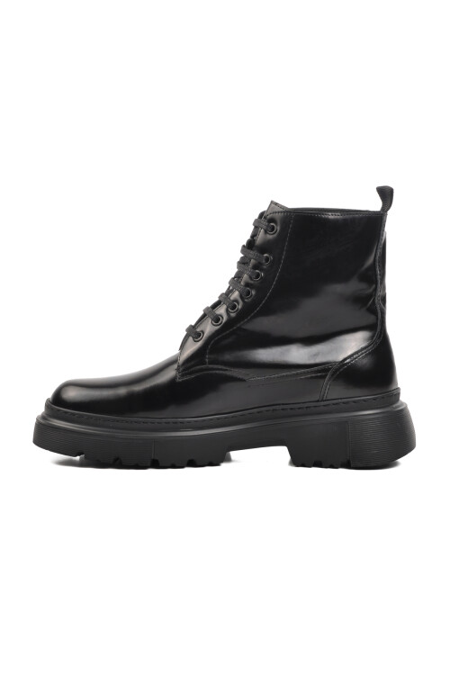 Black Open Genuine Leather Mens Boots Premium 1651 M