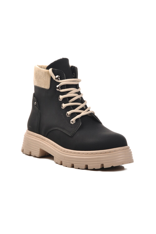 Black-Beige Lace-Up Womens Boots FO223 G