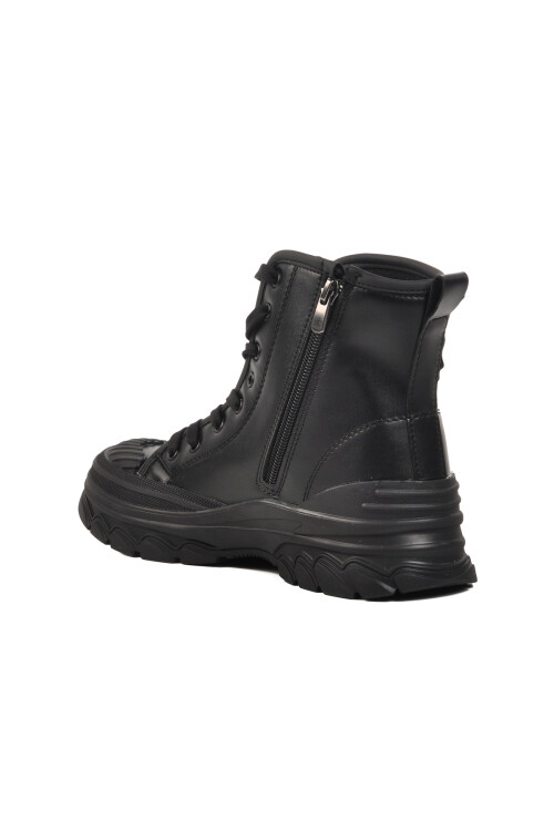 walkwayBlack Leather and Fur Lined Women's Boots Serpentis Z