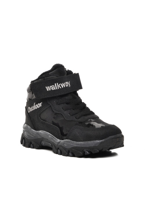 حذاء Leo P للأطفال للأنشطة الخارجية باللون الأسود مع شريط فيلكرو