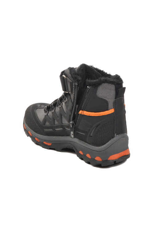 حذاء أطفال أسود برتقالي بشريط فيلكرو فروي 1831 F للجنسين