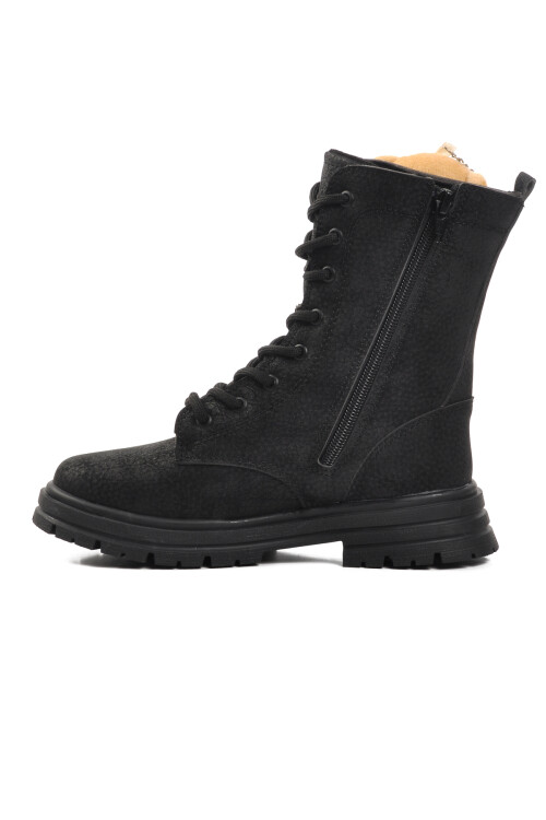 Black Polar Fleece Girls Boots Perla F