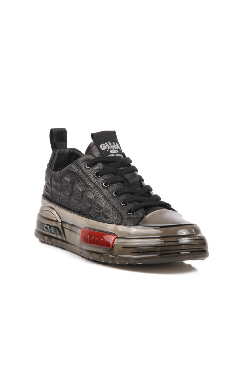 Black Genuine Leather Mens Sneakers 24K510-3 M