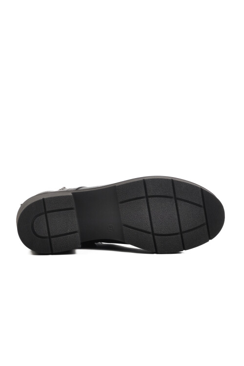 Black Genuine Leather Womens Fleece Boots 2454601K Z