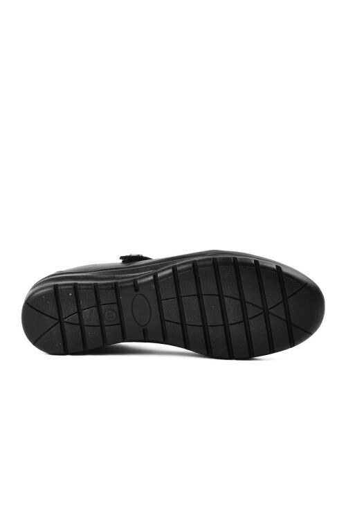 Black Genuine Leather Anatomic Womens Casual Shoes 7666 Z