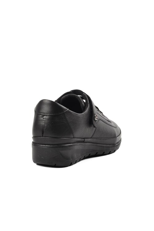 Black Genuine Leather Anatomic Womens Casual Shoes 7666 Z