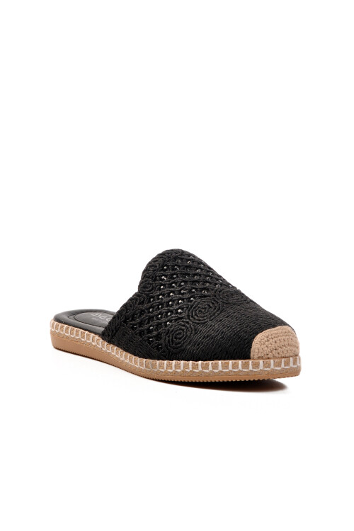 Black Knitted Lightweight Knitwear Womens Slippers 542023 Z