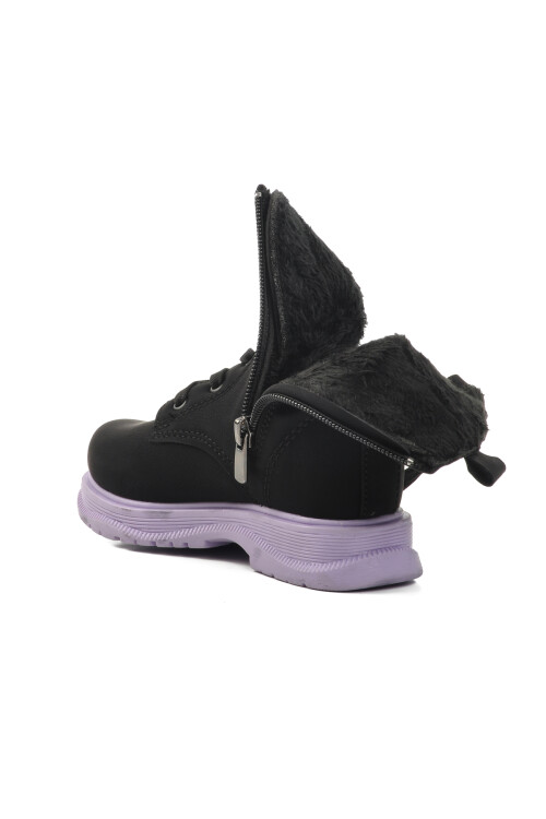 Black-Lilac Fur Inside Girls Boots Leonis P