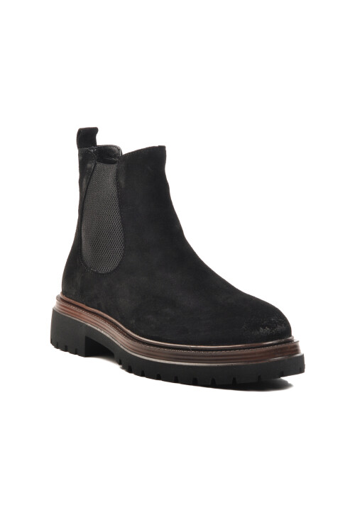 AyakmodBlack Nubuck Genuine Leather Men's Chelsea Boots Br-44001 M
