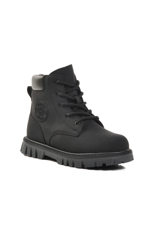 PepinoSiyah Bağcıklı Fermuarlı Unisex Çocuk Bot 1782 F