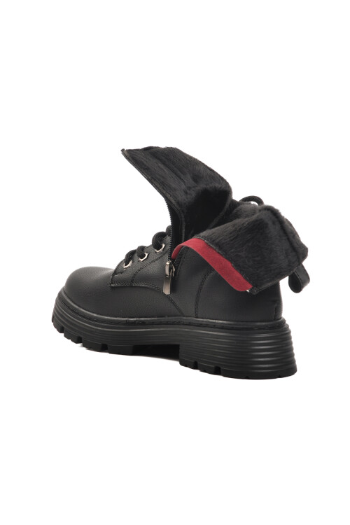 حذاء نسائي أسود مبطن بالفرو FO222 G