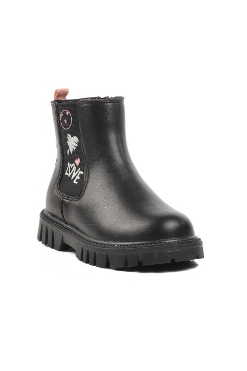 Black Polar Fleece Girls Boots 1788 P