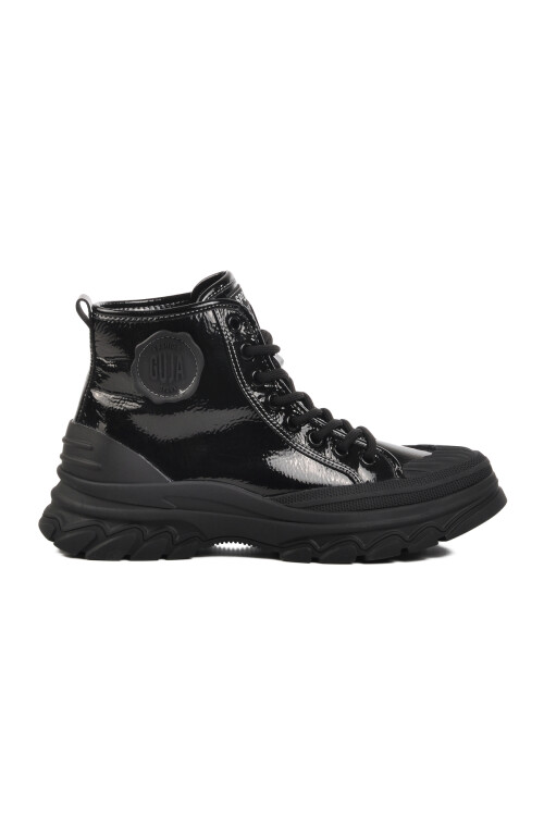 Black Patent Leather Lace-Up Womens Boots 24K311-4 Z