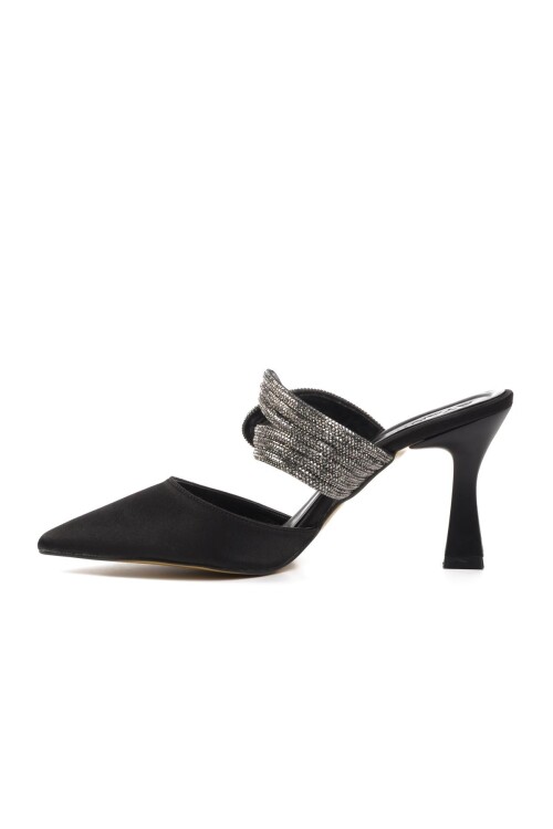 Siyah Saten  Kadın Abiye Ayakkabı 2730 Z