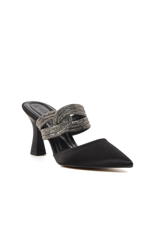 Siyah Saten  Kadın Abiye Ayakkabı 2730 Z