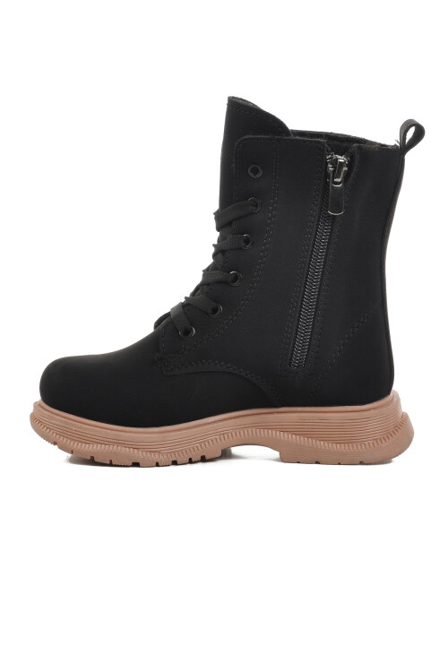 Black-Salmon Fur Inside Girls Boots Leonis P