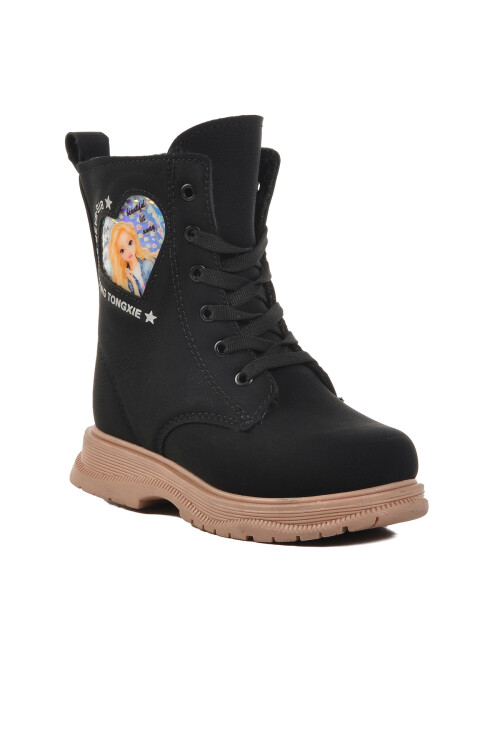 Black-Salmon Fur Inside Girls Boots Leonis P