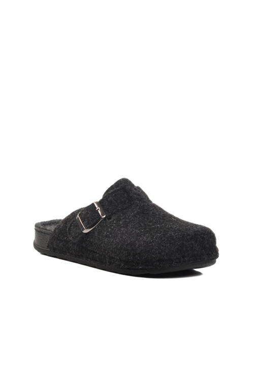 Black Textile Womens Home Slippers K-9548 Z