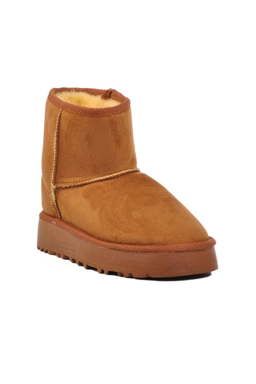 حذاء نسائي من جلد الغزال البني المبطن بالفرو 696067 Z