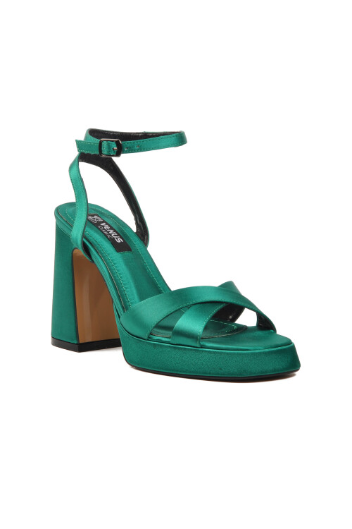 فينوسحذاء سهرة نسائي من الساتان الأخضر 23101322Y Z