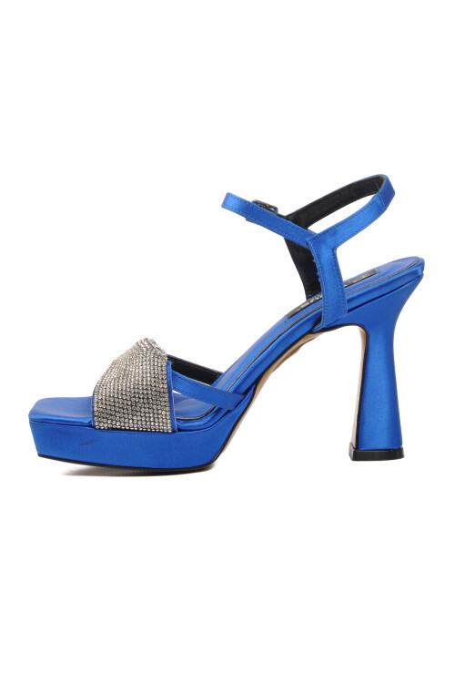 Blue Satin Womens Evening Shoes 23101356 Z